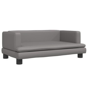 Canapea pentru copii, gri, 80x45x30 cm, piele ecologică - Img 2