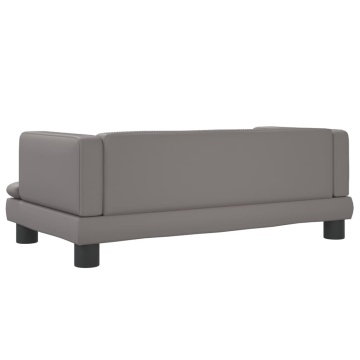 Canapea pentru copii, gri, 80x45x30 cm, piele ecologică - Img 7