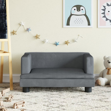Canapea pentru copii, gri închis, 60x40x30 cm, catifea - Img 1