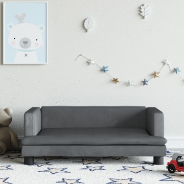 Canapea pentru copii, gri închis, 80x45x30 cm, catifea - Img 1