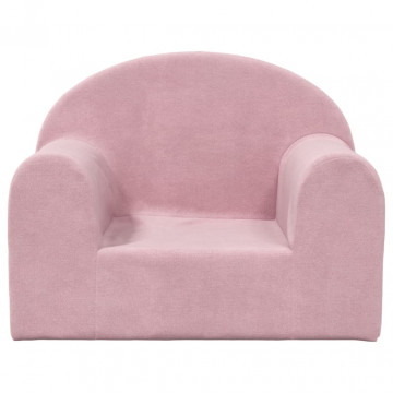 Canapea pentru copii, roz, pluș moale - Img 3