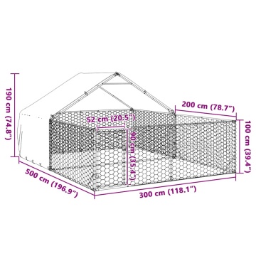 Canisa de exterior cu alergare 5x3x1,9 m otel galvanizat - Img 7