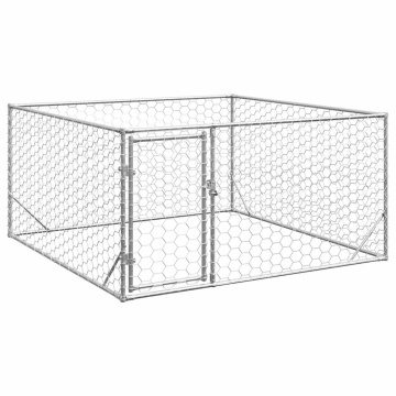 Canisa de exterior pentru caini cu usa 2x2x1 m otel galvanizat - Img 1