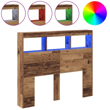 Cap de Pat Lemn Vechi 120 x 17 x 102 cm Cap de Pat Rustic Stocare - Img 4