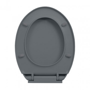 Capac WC cu închidere silențioasă, gri, oval - Img 5