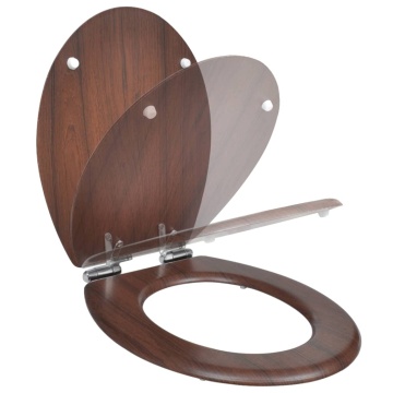 Capac WC cu închidere silențioasă maro MDF design simplu - Img 2
