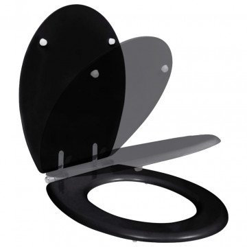 Capac WC cu închidere silențioasă negru MDF design simplu - Img 1