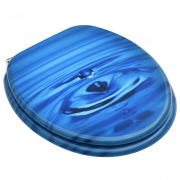 Capac WC, MDF, albastru, model strop de apă - Img 2