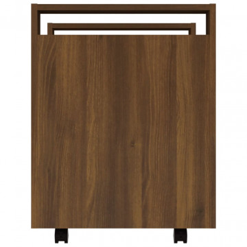 Cărucior de birou, stejar maro, 60x45x60 cm, lemn prelucrat - Img 7