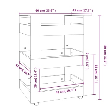 Cărucior de bucătărie gri beton 60x45x80 cm lemn prelucrat - Img 7