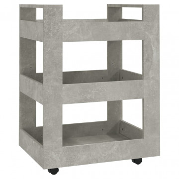 Cărucior de bucătărie gri beton 60x45x80 cm lemn prelucrat - Img 2
