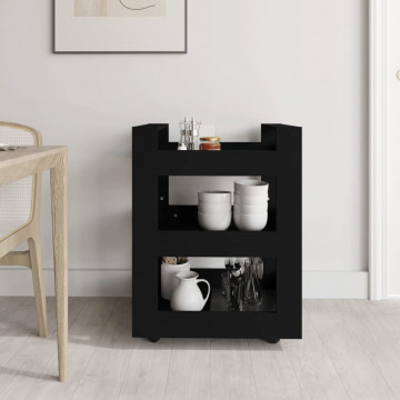 Cărucior de bucătărie, negru, 60x45x80 cm, lemn prelucrat - Img 3