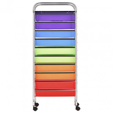 Cărucior de depozitare mobil cu 10 sertare, multicolor, plastic - Img 8