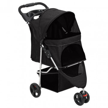 Cărucior pliabil pentru câini negru 80x46x98 cm țesătură Oxford - Img 1