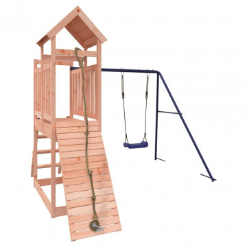 Căsuță de joacă cu leagăn perete de cățărat, lemn masiv douglas - Img 3