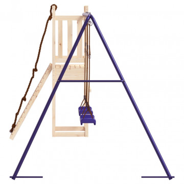 Căsuță de joacă cu perete de cățărat și leagăne, lemn masiv pin - Img 8