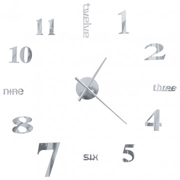 Ceas de perete 3D, argintiu, 100 cm, XXL, design modern - Img 3