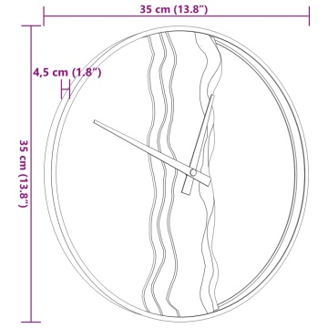 Ceas de perete, maro, Ø35 cm, fier și lemn de stejar - Img 6