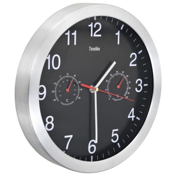 Ceas perete mecanism cuarț, higrometru/termometru, negru, 30 cm - Img 3