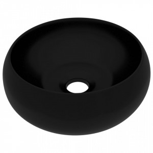 Chiuvetă baie lux, negru mat, 40x15 cm, ceramică, rotund - Img 2