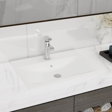 Chiuvetă baie lux orificiu robinet alb mat 60x46 cm ceramică - Img 1