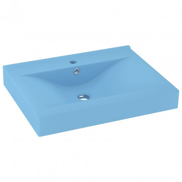 Chiuvetă baie lux, orificiu robinet, bleu mat 60x46 cm ceramică - Img 2