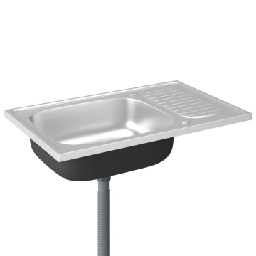 Chiuvetă bucătărie cu scurgător, argintiu 800x500x155 mm oțel - Img 8