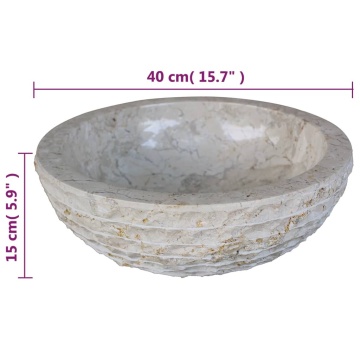 Chiuvetă, crem, 40 cm, marmură - Img 6
