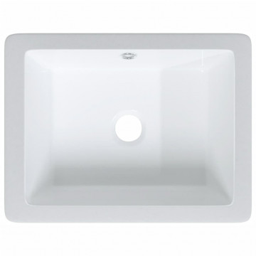Chiuvetă de baie, alb, 36x31,5x16,5 cm, pătrată, ceramică - Img 6