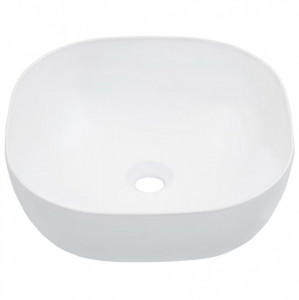 Chiuvetă de baie, alb, 42,5x42,5x14,5 cm, ceramică - Img 2