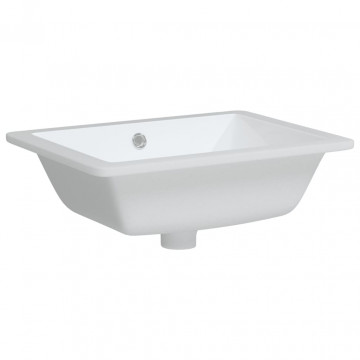Chiuvetă de baie, alb, 46,5x35x18 cm, pătrată, ceramică - Img 3