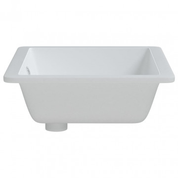 Chiuvetă de baie, alb, 55,5x40x18,5 cm, pătrată, ceramică - Img 8