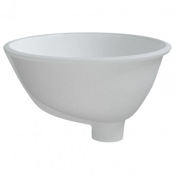 Chiuvetă de baie albă 33x29x16,5 cm, ovală, ceramică - Img 5