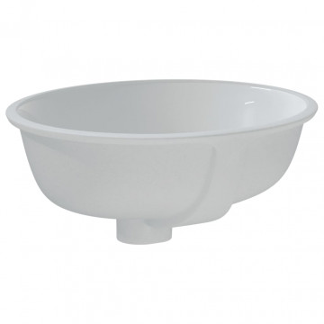 Chiuvetă de baie albă 37x31x17,5 cm, ovală, ceramică - Img 8