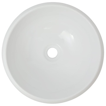 Chiuvetă de baie cu robinet mixer, ceramică, rotund, alb - Img 3