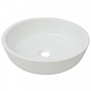 Chiuvetă de baie din ceramică, rotundă, 42 x 12 cm, alb - Img 8