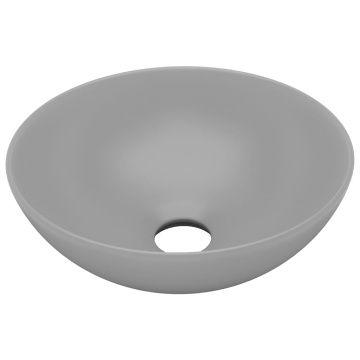 Chiuvetă de baie, gri deschis, ceramică, rotund - Img 2