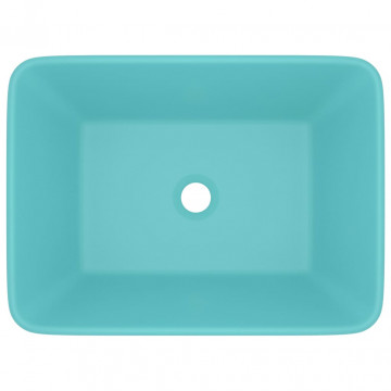 Chiuvetă de baie lux, verde deschis mat, 41x30x12 cm, ceramică - Img 3