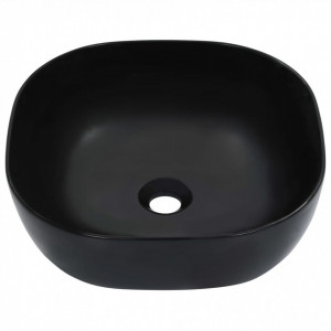 Chiuvetă de baie, negru, 42,5x42,5x14,5 cm, ceramică - Img 2