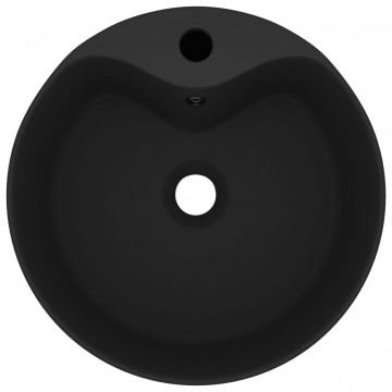 Chiuvetă de lux cu preaplin, negru mat, 36 x 13 cm, ceramică - Img 3