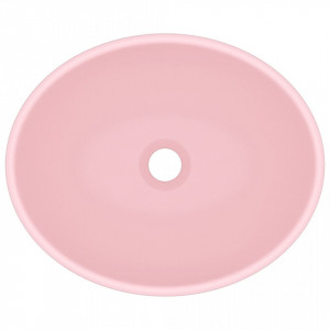 Chiuvetă de lux, roz mat, 40 x 33 cm, ceramică, formă ovală - Img 4