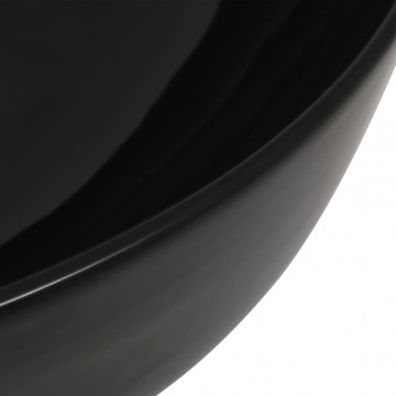 Chiuvetă din ceramică, rotundă, 41,5 x 13,5 cm, negru - Img 4