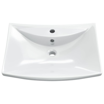 Chiuvetă dreptunghiulară cu preaplin & gaură robinet, ceramică - Img 3