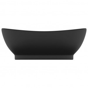 Chiuvetă lux cu preaplin, negru mat, 58,5x39 cm ceramică, oval - Img 3