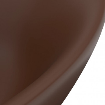 Chiuvetă lux, preaplin maro închis mat 58,5x39 cm ceramică oval - Img 7