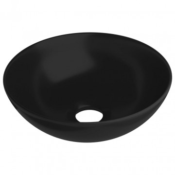 Chiuvetă pentru baie, negru mat, ceramică, rotund - Img 2