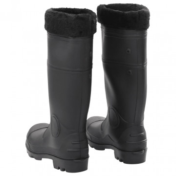 Cizme de ploaie cu șosete detașabile, negru, mărime 39, PVC - Img 8