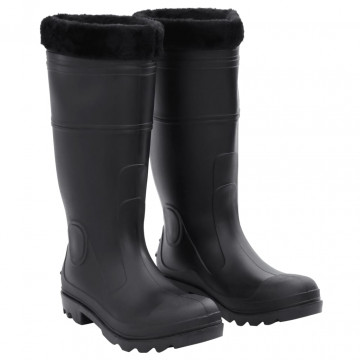 Cizme de ploaie cu șosete detașabile, negru, mărime 43, PVC - Img 1