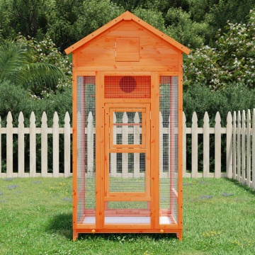 Colivie de păsări maro 91,5x53x170 cm din lemn masiv de pin - Img 1
