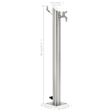 Coloană de apă de grădină, 95 cm, oțel inoxidabil, rotund - Img 7
